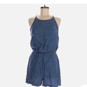 Cisono Chambray Open Back Romper | Sizes S–XL | NWT